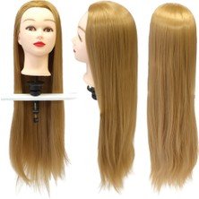 My Hair Türkiye Açık Karamel Kuaför Saç Eğitim Mankeni 65 cm Masa Aparatı Hediyelidir. Fiber Sentetikdir.