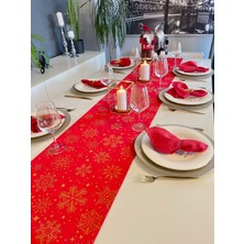 Decamor Home Yeni Yıl Temalı Kırmızı Uzun Runner Yılbaşı Özel Masası