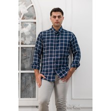Advante Slimfit Ekoseli Yaka Düğmeli Mevsimlik Kumaş Erkek Gömlek