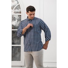 Advante Geniş ve Rahat(Bol) Kesim Cepli Ekoseli Yaka Düğmeli Klasik Erkek Gömlek