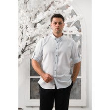 Advante Slimfit Katlamalı Kol Hasırlı Armürlü Yaka Düğmeli Erkek Gömlek