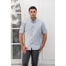 Advante Slimfit Katlamalı Kol Hasırlı Armürlü Yaka Düğmeli Erkek Gömlek