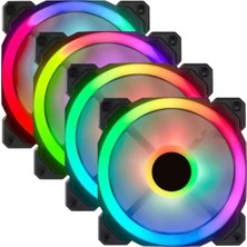 Ecoyom 4'lü Set 12 cm Rgb LED Fan Işıklı Kasa Fanı Rainbow Kasa Soğutucu Fan