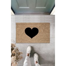 Dış ve Iç Mekan Siyah Kapı Önü Paspası Içi Dolu Kalp Desen Paspas