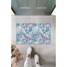 Dijital Baskı Yeşil Dış ve Iç Mekan Doğal Taş Desen Kapı Önü Paspası