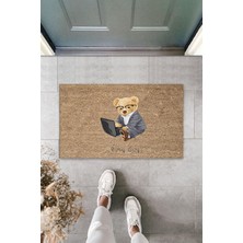 Dekoratif Dijital Busy Guy Ayıcık Bej Kapı Paspası Dış Mekan Paspas