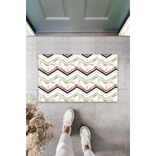 Çok Amaçlı Dijital Baskı Beyaz Zigzag Dış ve Iç Mekan Kapı Paspası