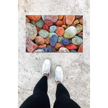 Dijital Baskı Yeşil Dış ve Iç Mekan Doğal Taş Desen Kapı Önü Paspası