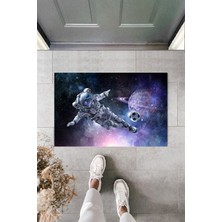 Dekoratif Dijital Galaxy Astronot Mavi Kapı Paspası Dış Mekan Paspas