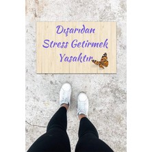 Dijital Baskı Krem Dış ve Iç Mekan Kelebek Desen Kapı Önü Paspası