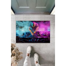 Dijital Baskı Yeşil Dış ve Iç Mekan Doğal Taş Desen Kapı Önü Paspası