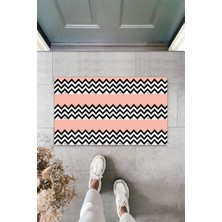 Çok Amaçlı Dijital Baskı Siyah-Pembe Zigzag Dış ve Iç Mekan Paspas