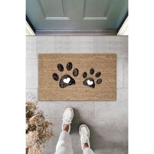 Dijital Baskı Kalitesi  Kahverengi Çift Kalpli Patili  Dekoratif Kapı  Paspası