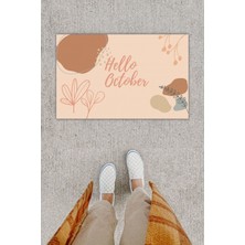 Dijital Baskı Dekoratif Hello October Pudra Kapı Önü Paspası