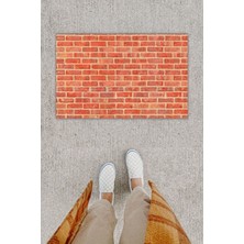 Dijital Baskı Dekoratif Tuğla Kırmızı Kapı Önü Paspası