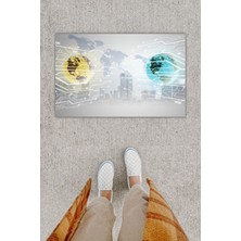 Dijital Baskı Yeşil Dış ve Iç Mekan Doğal Taş Desen Kapı Önü Paspası