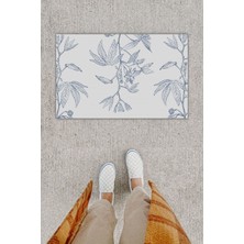 Dijital Baskı Dekoratif Salkım Çiçek Açık Mavi Kapı Önü Paspası