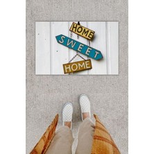 Dijital Baskı Dekoratif Home Sweet Home Beyaz Kapı Önü Paspası