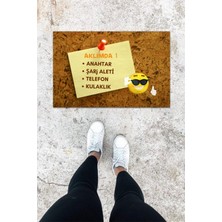 Dijital Baskı Mavi Dış ve Iç Mekan Maskeli Emoji Desen Kapı Önü Paspası