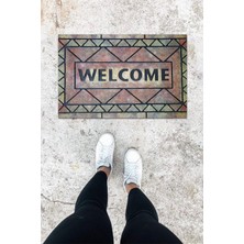 Dijital Baskı Koyu Gri Dış ve Iç Mekan Üçgen Desen Kapı Önü Paspası