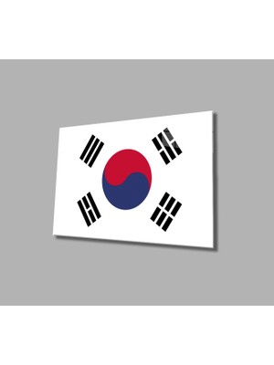  Güney Kore Bayrağı Cam Tablo South Korea Flag