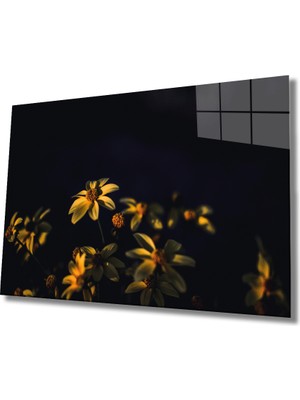  Sarı Çiçek Cam Tablo Yellow Flower