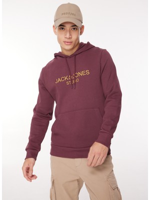 Jack & Jones Kapüşon Yaka Bordo Erkek Sweatshirt 12261177_JORLOUI Sweat Hood Exc