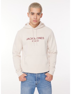 Jack & Jones Kapüşon Yaka Krem Erkek Sweatshirt 12261177_JORLOUI Sweat Hood Exc