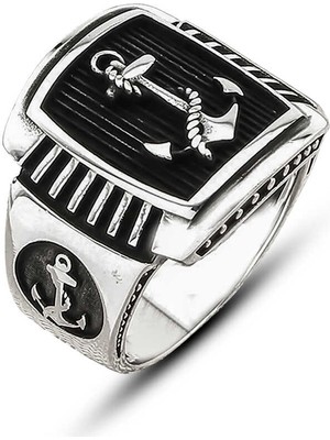 Gumush Gümüş Deniz Çapası Armalı Erkek Yüzük