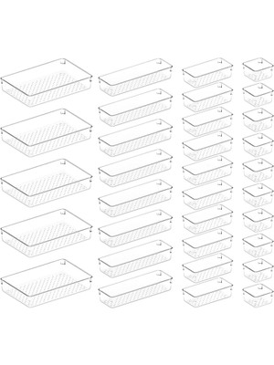 Talent 33 Pcs Çekmece Organizatör Seti Şeffaf Plastik Masa Çekmece Bölücüler Makyaj, Takılar ve Aletler, Yatak Odası, Ofis Için Tepsiler (Yurt Dışından)