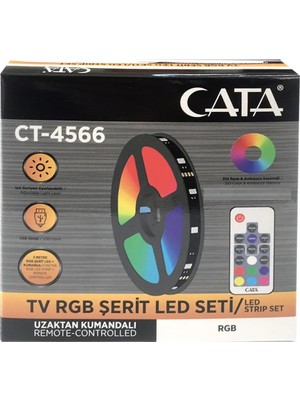 Cata RGB Şerit LED Set 3 Metre USB Girişli Çok Renkli Uzaktan Kumandalı Dekoratif Aydınlatma
