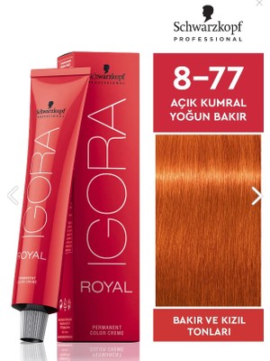 Schwarzkopf Igora Royal Saç Boyası 8-77 Açık Kumral Yoğun Bakır 60 ml
