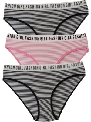 Tutku Kadın 3'lü Çizgili Bikini Slip Külot