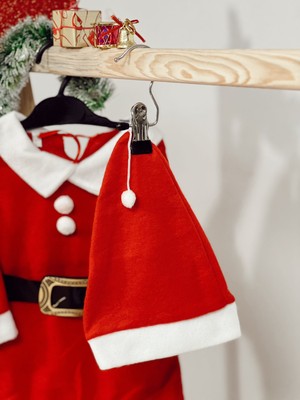 Asba Kız Çocuk Şapkalı Noel Elbise