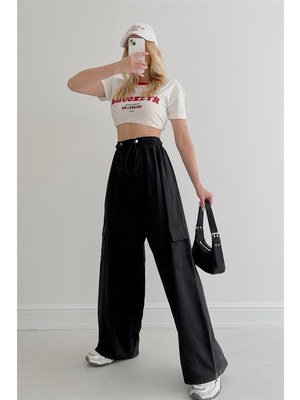 CEYS Paraşüt Kumaş Beli Lastikli Relax Pantalon
