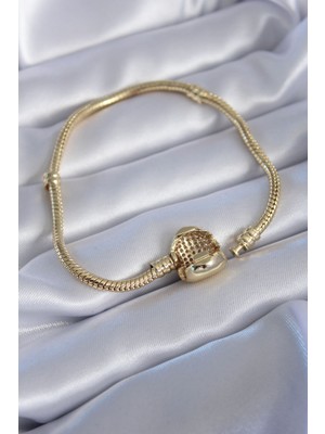 Sepetin Burada 316L Çelik Gold Renk Zirkon Taşlı Kalp Model Kadın Charm Bileklik