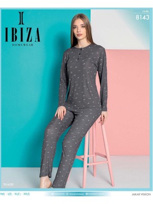 Anıl Ibiza 8143 Bayan Viskon Uzun Kol Pijama Takım