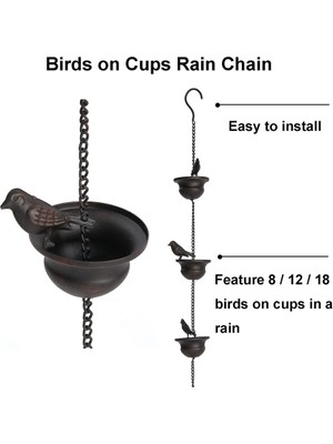 Decisive Oluklar Için Yağmur Zincirleri Bardaklardaki Mobil Kuşlar Yağmur Çanları 7.8ft Ekli Askı ve Kuşlarla Yağmur Çanları (Yurt Dışından)