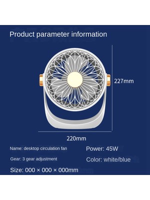 Decisive 2400MAH Masa Duvar Hava Sirkülasyonu Elektrikli Fan USB Şarj Edilebilir Duvara Monte Soğutma Vantilatör Fanı, Beyaz (Yurt Dışından)