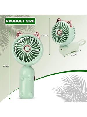 Decisive Kulaklı Portatif El Fanı - USB Şarjlı Katlanabilir Küçük Fanlı Mini Fan (Yeşil) (Yurt Dışından)