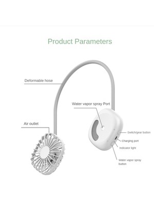 Decisive Taşınabilir Asılı Boyun Fanları USB Şarj Edilebilir Yapraksız Mini Hava Soğutma Fanı Hava Nemlendirme Giyilebilir Boyun Bandı Fanları B (Yurt Dışından)