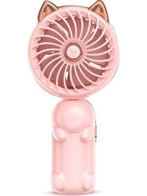 Decisive Kulaklı Taşınabilir El Fanı - USB Şarjlı Katlanabilir Küçük Fanlı Mini Fan (Pembe) (Yurt Dışından)