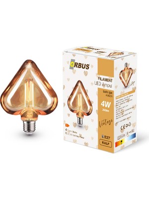 Orbus Kalp Filament LED Ampul Amber E27 360LM