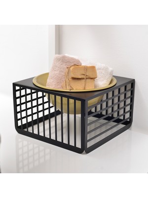 Rarart Gold Detaylı Metal Düzenleyici Kase - Siyah Çok Amaçlı Organizer