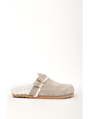 Dericlub 7964 Süet Deri Ucu Kapalı Kadın Terlik