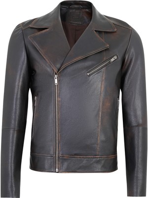 Desa Santo Siyah Erkek Vintage Deri Ceket