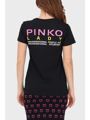 Pinko  Pamuk Logo Baskılı Regular Fit T Shirt Kadın T Shirt 100355 A13K Z99