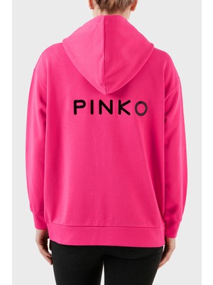 Pinko % 100 Pamuk Fermuarlı Kapüşonlu Relaxed Fit Kadın Sweatshirt 101133 A162 N17