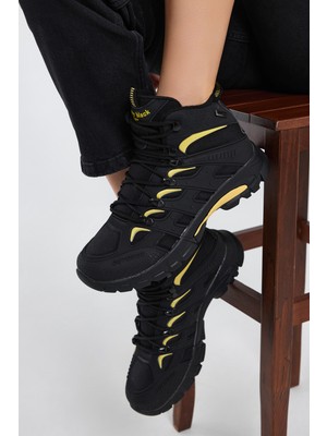 Tonny Black Siyah Sarı Kauçuk Taban Su İtici Bağcıklı Bot Rahat Kalıp Model