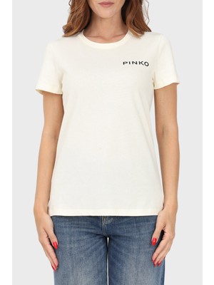 Pinko  Pamuk Logo Baskılı Regular Fit T Shirt Kadın T Shirt 100355 A13K Z03